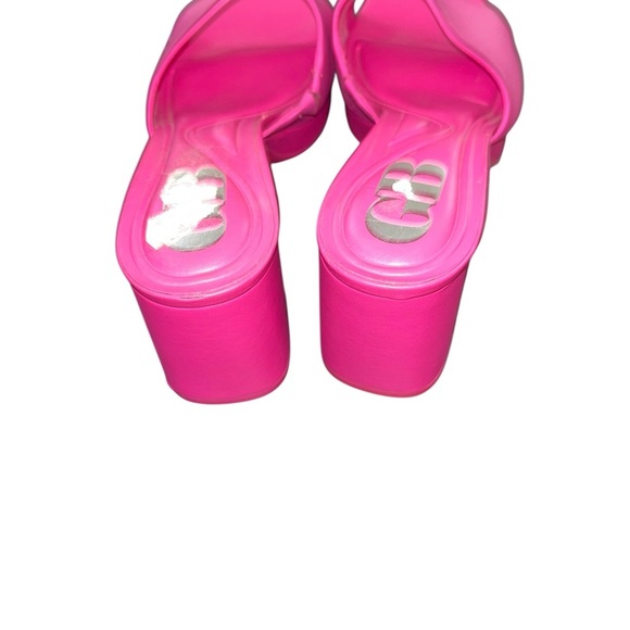 Giani Bini Bright Pink Slide Sandals Mules Block Heel retro y2k 7.5 sweet dreams - Picture 3 of 4